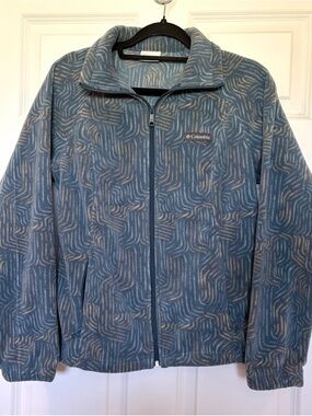 Columbia Teal and Beige Patterned Fleece Jacket
